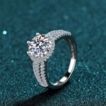 2 Carat Moissanite Six Prong Engagement Ring for Women