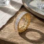 S925 Silver Emerald Cut Moissanite Ring Band Wholesale