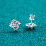 S925 Sterling Silver Moissanite Stud Earrings Geometric Swirl Design Minimalist Daily Gift