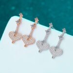 S925 Sterling Silver Plated Champagne Gold Heart-shaped Moissanite Stud Earrings for Women, 70 Points, Sweet and Simple Daily Style