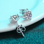 S925 Sterling Silver Bull Head Earrings for Women, Simple Wedding Moissanite Studs