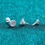 S925 Sterling Silver Moissanite Stud Earrings for Women, Bubble Screw-back Design, Simple and Elegant