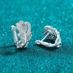 S925 Sterling Silver Moissanite Feather Earrings for Women, Light Luxury Elegant Lady High-End Fashion
