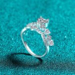 S925 Sterling Silver Moissanite Ring for Women Heart Crown Luxurious Elegant