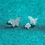S925 Sterling Silver Butterfly Moissanite Earrings for Women, Sweet and Light Luxury, Simple and Elegant, Daily Wear
