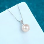 S925 Sterling Silver Clavicle Chain Necklace for Women 10mm Flawless Freshwater Pearl Simple Moissanite Necklace