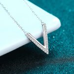 V-Shape Moissanite Pendant Necklace in Silver Tone