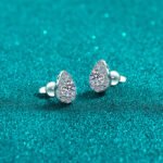 S925 Sterling Silver Pear-Shaped Moissanite Earrings Drop Water Drop Simple Daily Versatile