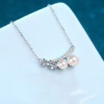 S925 Sterling Silver Necklace for Women, Moissanite Pendant with Freshwater Pearl, Choker Chain, Factory Direct Wholesale