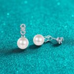 S925 Silver Moissanite Pearl Earrings Fashionable Simple Commuter Earrings Holiday Gift