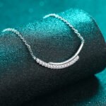 S925 Sterling Silver Moissanite Necklace for Women, Smile Pavé Line Chain, Simple High-End Cool Style, Gift for Friends