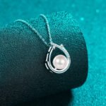 S925 Sterling Silver Moissanite Round Pearl Necklace Fashion Commuter Collarbone Chain Simple Atmosphere High-end Design