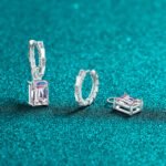 S925 Sterling Silver Moissanite Stud Earrings for Women, Rectangular Drop, Luxury Style, Fashion Daily Wear