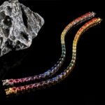 Cultured Pink Sapphire Gradient Rainbow 4x6mm Tennis Bracelet in Sterling Silver