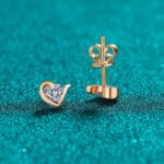 S925 Sterling Silver Moissanite Champagne Gold Heart-Shaped Earrings for Women, Unique Design, Exquisite and Compact, Daily Versatile