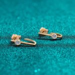 S925 Sterling Silver Minimalist Irregular Moissanite Champagne Gold Earrings for Women
