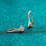 S925 Silver Moissanite Champagne Gold Heart Earrings for Women, Fashionable Line Art Earrings