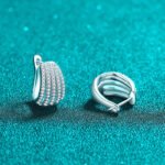 S925 Sterling Silver Moissanite Stud Earrings for Women, Full Diamond-Cut, Fashionable Ear Cuff, Simple Style, Holiday Gift