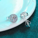 Moissanite Earrings 925 Silver Student Women Korean Japanese Simple Round Stud