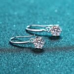 S925 Sterling Silver Ear Hooks Women Six-Prong Moissanite Earrings Plated Gold Factory Direct Wholesale