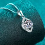 S925 Sterling Silver Moissanite Necklace for Women, Drop Hollow Pendant, Daily Versatile Fashion Trend Gift