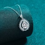 S925 Sterling Silver Pear-Shaped Moissanite Pendant Necklace for Women, Sunflower Teardrop Pendant, Elegant Luxury Collarbone Chain