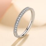 S925 Sterling Silver Ring for Women Full Moissanite Eternity Band