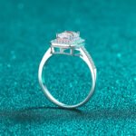 925 Silver Plated Rose Gold and Platinum Tone 1 Carat Moissanite Radiant Emerald Cut Ring