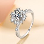 New 925 Sterling Silver Ring for Women 1 Carat Moissanite Flower Design, Valentine's Gift
