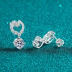 S925 Sterling Silver Moissanite Stud Earrings for Women, Trendy Drop Earrings, Exquisite Light Luxury Holiday Gift