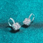 S925 Sterling Silver Princess Cut Moissanite Earrings for Women, Ear Cuff, Factory Direct Wholesale