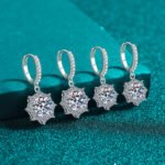 S925 Sterling Silver Moissanite Earrings for Women, Octagonal Ear Cuff, Exquisite Light Luxury Festive Gift