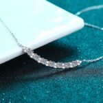 925 Silver Smile Necklace Moissanite Pendant Chain Fashion Simple Korean Style