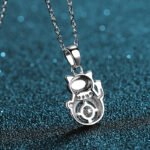S925 Sterling Silver Moissanite Necklace for Women, Cute Lucky Cat Pendant, Simulated Diamond Chain, Factory Direct Wholesale