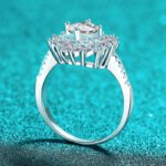 S925 Sterling Silver Moissanite Ring Women Geometric Rectangular Chamfered Sunflower Ring Luxurious High-End