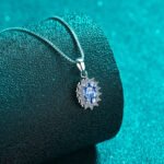 S925 Sterling Silver Moissanite Necklace for Women, Box Chain, Blue Oval Moissanite Pendant
