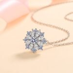 S925 Sterling Silver Sunflower Four-Prong Moissanite Pendant Necklace