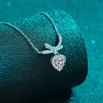 S925 Silver Moissanite Heart Necklace for Women, Butterfly Bow Pendant, Full Diamond, Luxury Princess Style