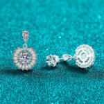S925 Sterling Silver Moissanite Earrings for Women Sunflower Dazzling Drop Earrings Elegant and Sophisticated