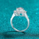 S925 Sterling Silver Moissanite Ring for Women Geometric Rectangular Beveled Sunflower Ring Luxurious High-End Style