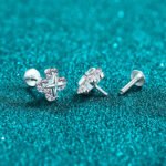 S925 Sterling Silver Moissanite Stud Earrings for Women, Star Design, Screw Back, Simple and Elegant