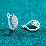 S925 Sterling Silver Moissanite Stud Earrings for Women, Marquise Shape, Elegant and Fashionable