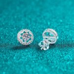 S925 Sterling Silver Moissanite Star Hollow Four-Prong Earrings for Women, Ins Style Holiday Gift