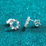 S925 Sterling Silver Full Moissanite Star Earrings for Women, Exquisite Cute Daily Simple