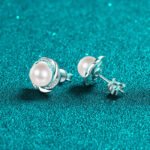 S925 Sterling Silver Plum Blossom Earrings for Women with Moissanite and Freshwater Pearl