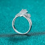 S925 Sterling Silver Moissanite Ring for Women Pear Cut V-Shape Hollow Out Floral Design Elegant