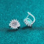 S925 Sterling Silver Moissanite Earrings Maple Leaf Design Ear Cuff Simple Fashion