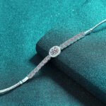 S925 Sterling Silver Handcrafted Moissanite Bracelet, Women's Blue Oval Bezel Set Row of Stones, Minimalist Design