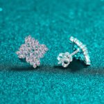 S925 Sterling Silver Moissanite Stud Earrings Geometric Rectangular Beveled Design Delicate Light Luxury