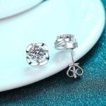 S925 Sterling Silver Earrings for Women, Simple Four-Claw Moissanite Stud Earrings, Factory Direct